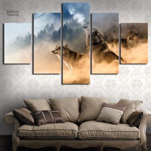 Tableau loup dans les brumes, art décoratif inspirant