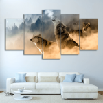 Tableau représentant un loup dans une ambiance brumeuse