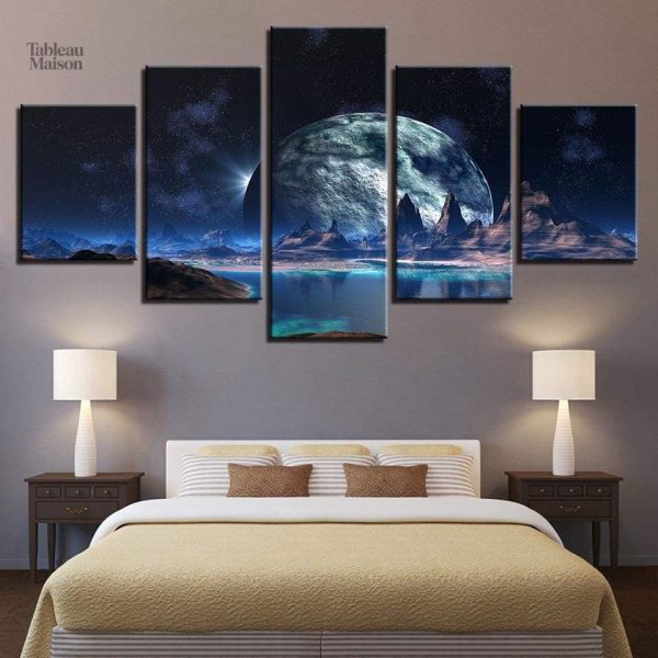 Tableau Lune sur le Lac pour salle de bain
