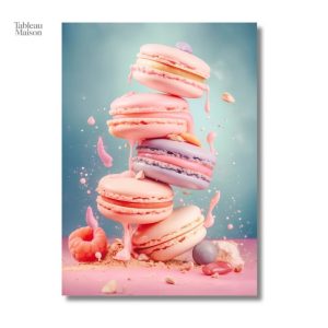 Décoration murale de cuisine illustrant des macarons