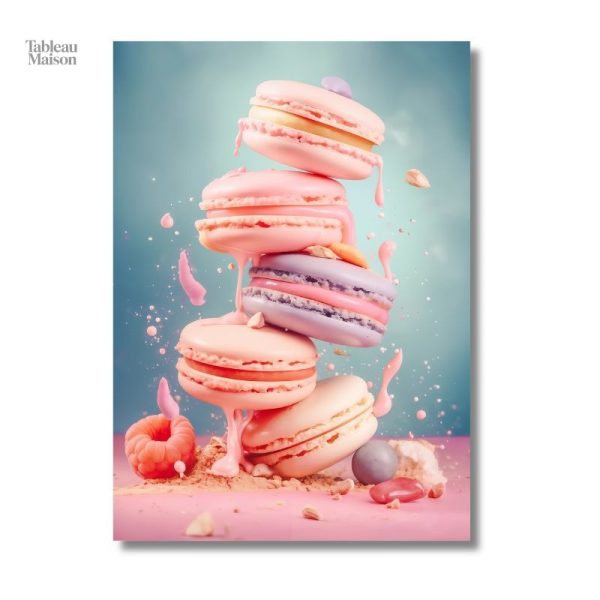 Décoration murale de cuisine illustrant des macarons
