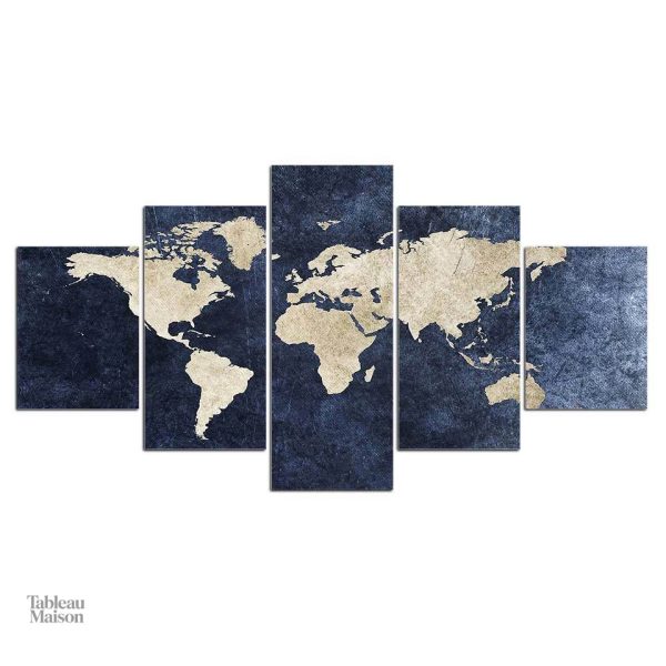 Tableau mural avec carte du monde pour décoration intérieure