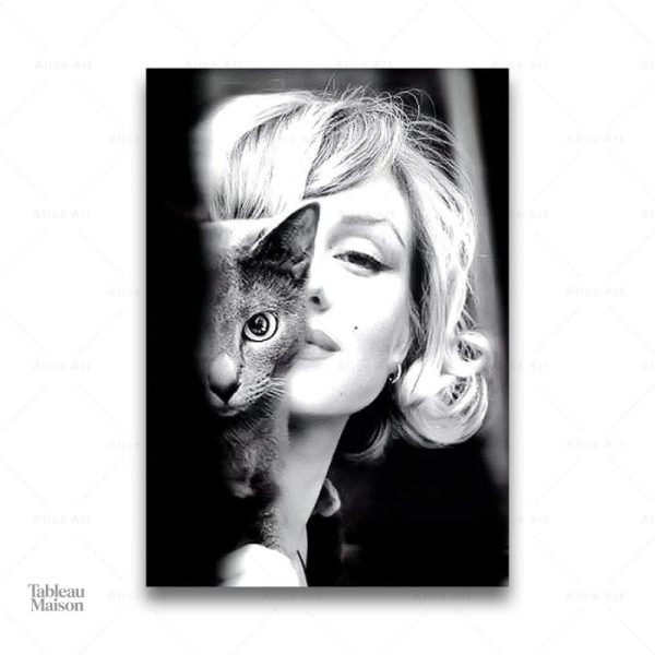 Tableau artistique noir et blanc inspiré de Marilyn Monroe