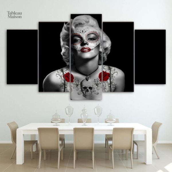 Tableau Marilyn tatouée en style artistique vibrant