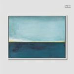 Œuvre d'art minimaliste sur le thème marin, couleurs douces
