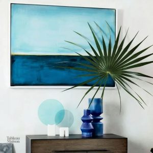 Tableau moderne évoquant la mer, ambiance sereine et calme