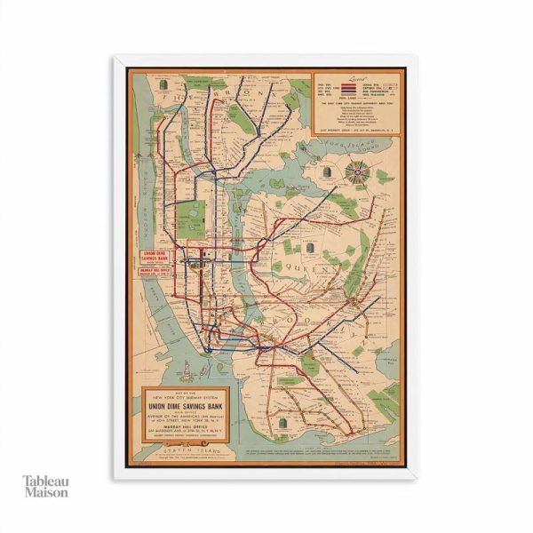 Tableau moderne représentant la carte du métro de NYC