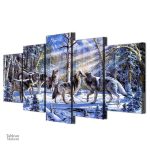 Tableau loup, représentation d'une meute sauvage