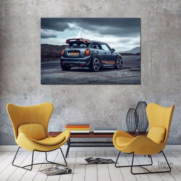 Art mural représentant une Mini Cooper emblématique