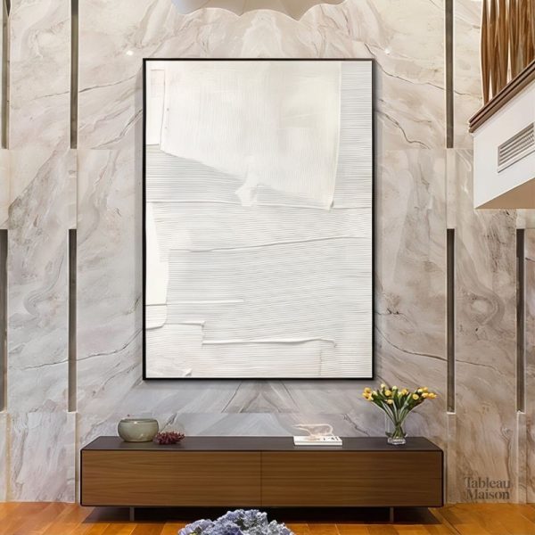 Œuvre d'art minimaliste en blanc, parfaite pour la décoration intérieure