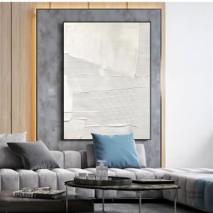 Tableau moderne blanc, ajout subtil à tout espace contemporain