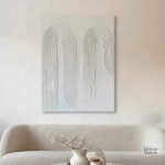 Tableau minimaliste blanc effet relief ondulé