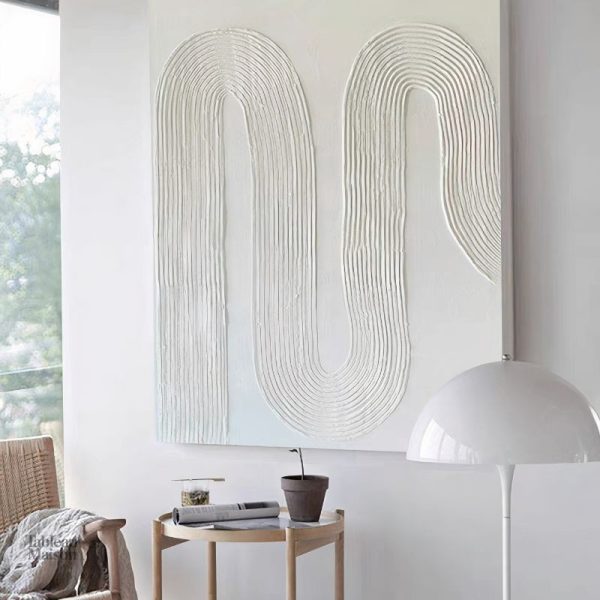 Tableau blanc avec motif ondulé en relief