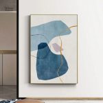 Tableau minimaliste bleu avec des formes épurées