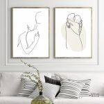 Tableau minimaliste couple en noir et blanc