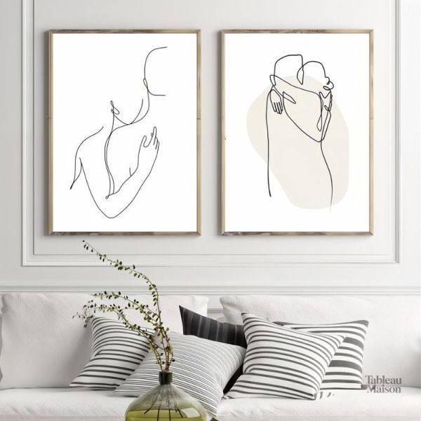 Tableau minimaliste couple en noir et blanc