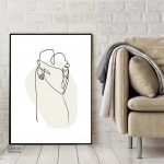 Art mural moderne représentant un couple stylisé