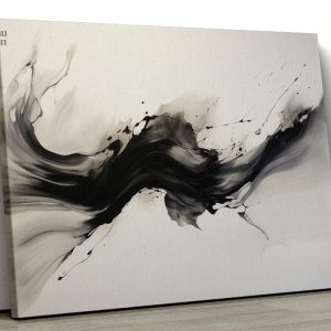 Art mural minimaliste en monochrome noir et blanc