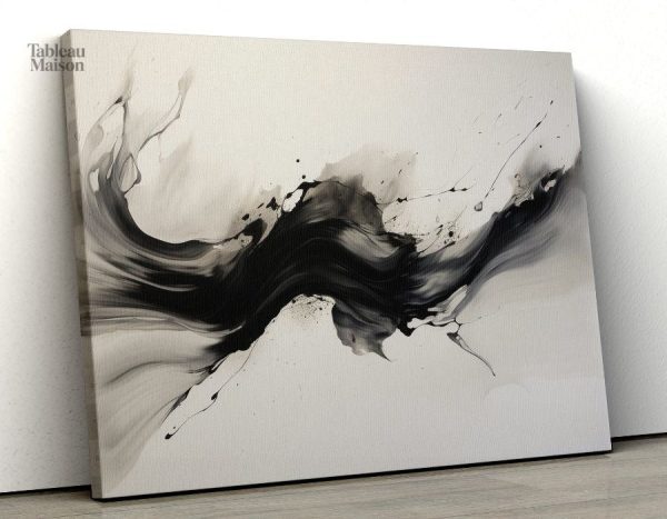 Art mural minimaliste en monochrome noir et blanc
