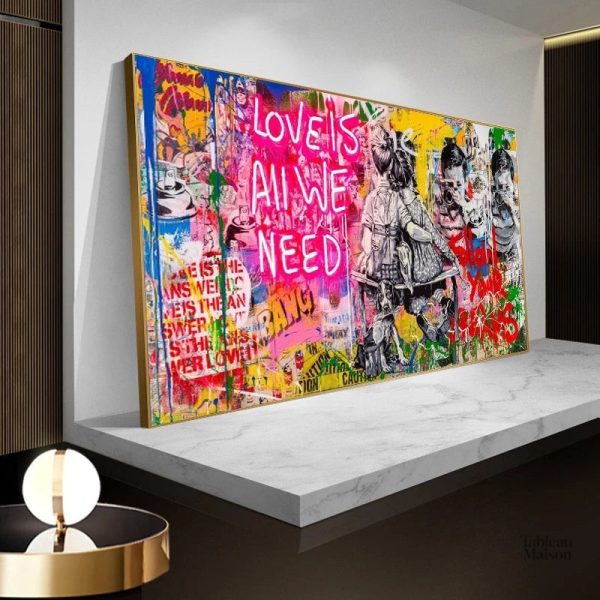 Tableau design moderne sur toile avec graffiti