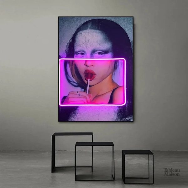 Tableau Mona Lisa avec effet néon