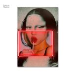 Tableau inspiré de la Mona Lisa avec touches de néon