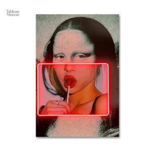 Tableau inspiré de la Mona Lisa avec touches de néon