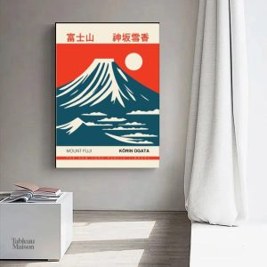 Peinture du Mont Fuji, œuvre de Korin Ogata, style japonais