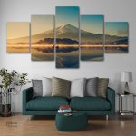 Tableau montagne et lac, paysage naturel apaisant