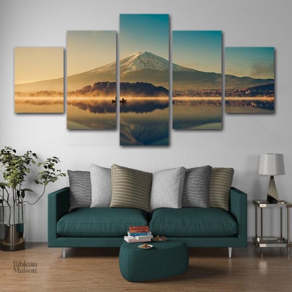 Tableau montagne et lac, paysage naturel apaisant