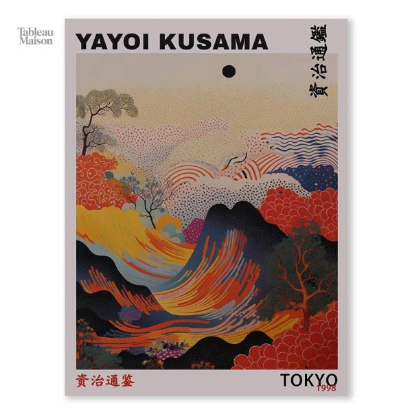 Tableau de montagne et rivière, influence Yayoi Kusama