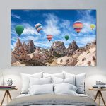 Art mural représentant des montgolfières dans le ciel