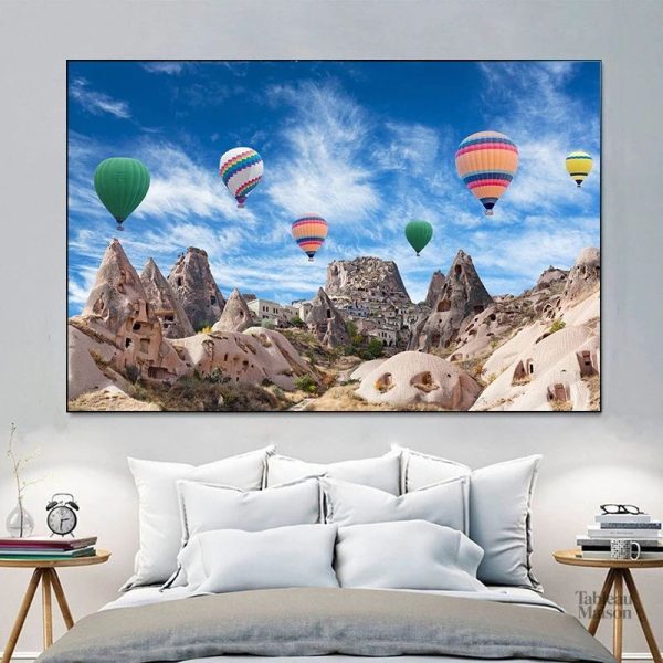 Art mural représentant des montgolfières dans le ciel