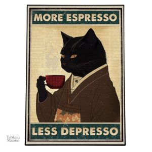 Tableau sur le thème du café et des chats à accrocher