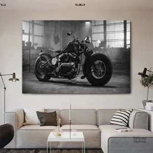 Tableau noir et blanc moto en style artistique