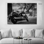 Art mural moto monochrome avec fond noir