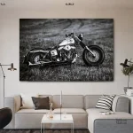 Tableau décoratif moto en noir et blanc moderne