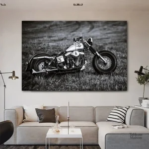 Tableau décoratif moto en noir et blanc moderne