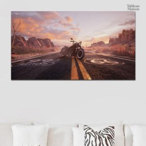 Tableau Moto Route 66, décoration murale pour passionnés de moto