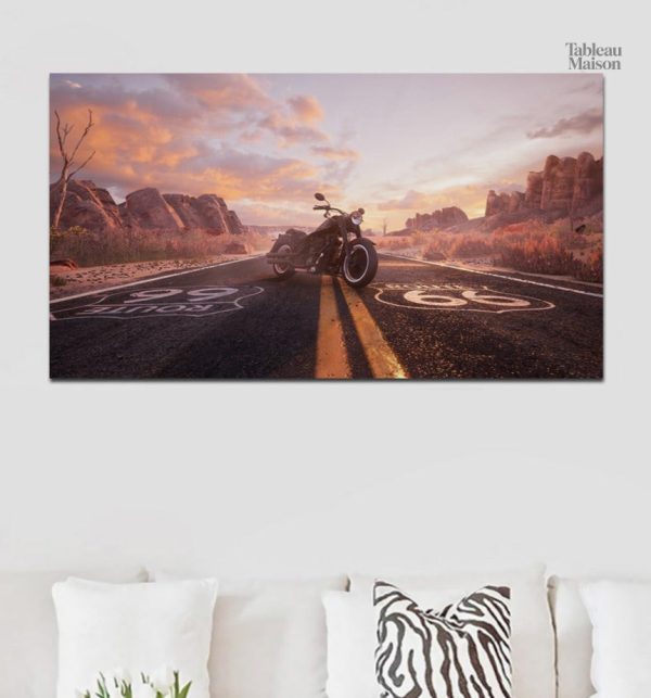 Tableau Moto Route 66, décoration murale pour passionnés de moto