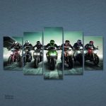 Art mural moto, tableau inspirant avec des motifs de motos