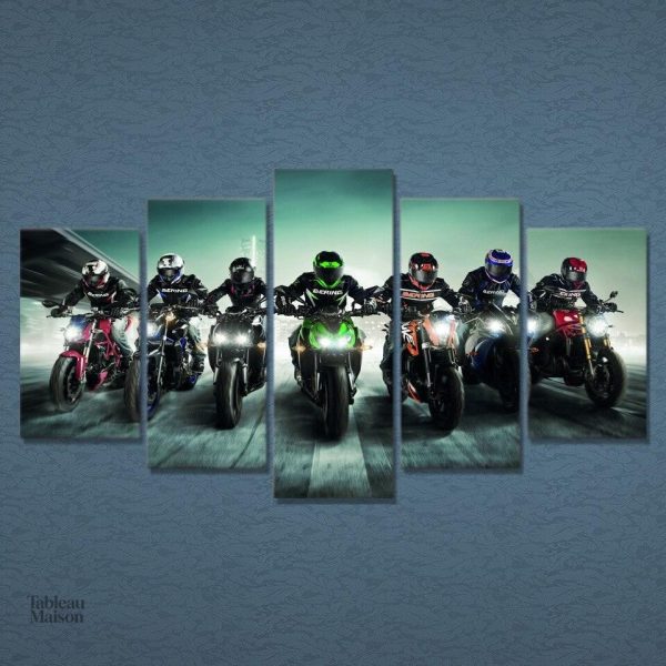 Art mural moto, tableau inspirant avec des motifs de motos