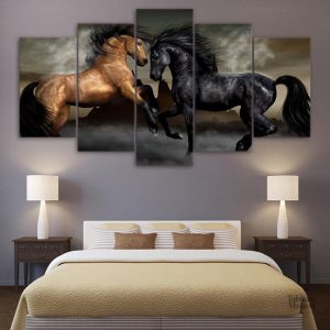 Tableau Chevaux face-à-face en art contemporain