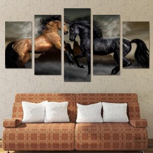 Tableau artistique sur le thème des chevaux