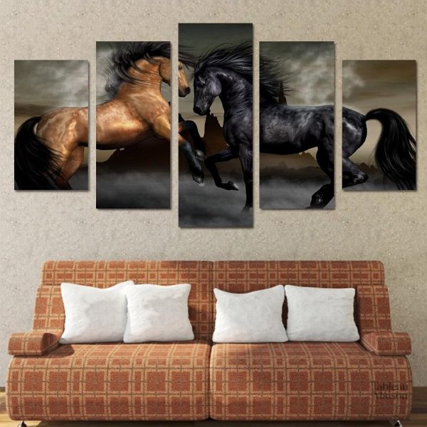 Tableau artistique sur le thème des chevaux