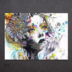 Tableau décoratif représentant une figure rêveuse en couleurs douces
