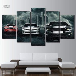 Tableau Mustang, œuvre artistique représentant une voiture emblématique