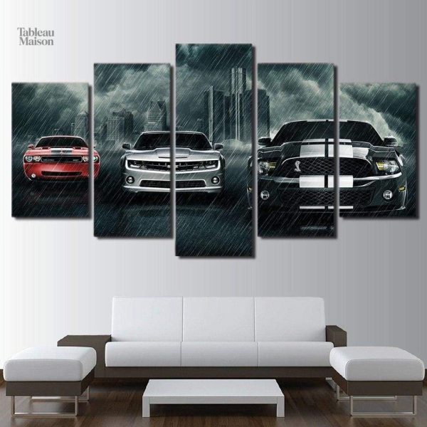 Tableau Mustang, œuvre artistique représentant une voiture emblématique
