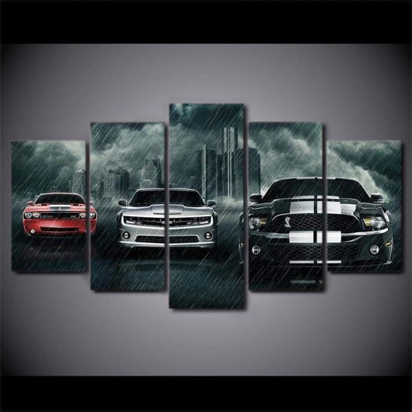 Tableau décoratif sur le thème de la Mustang, ajout de style contemporain
