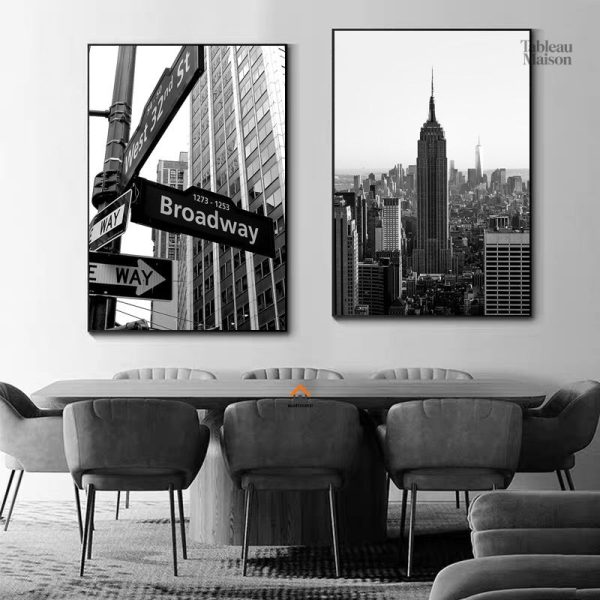 Illustration en noir et blanc de la ville emblématique de New York